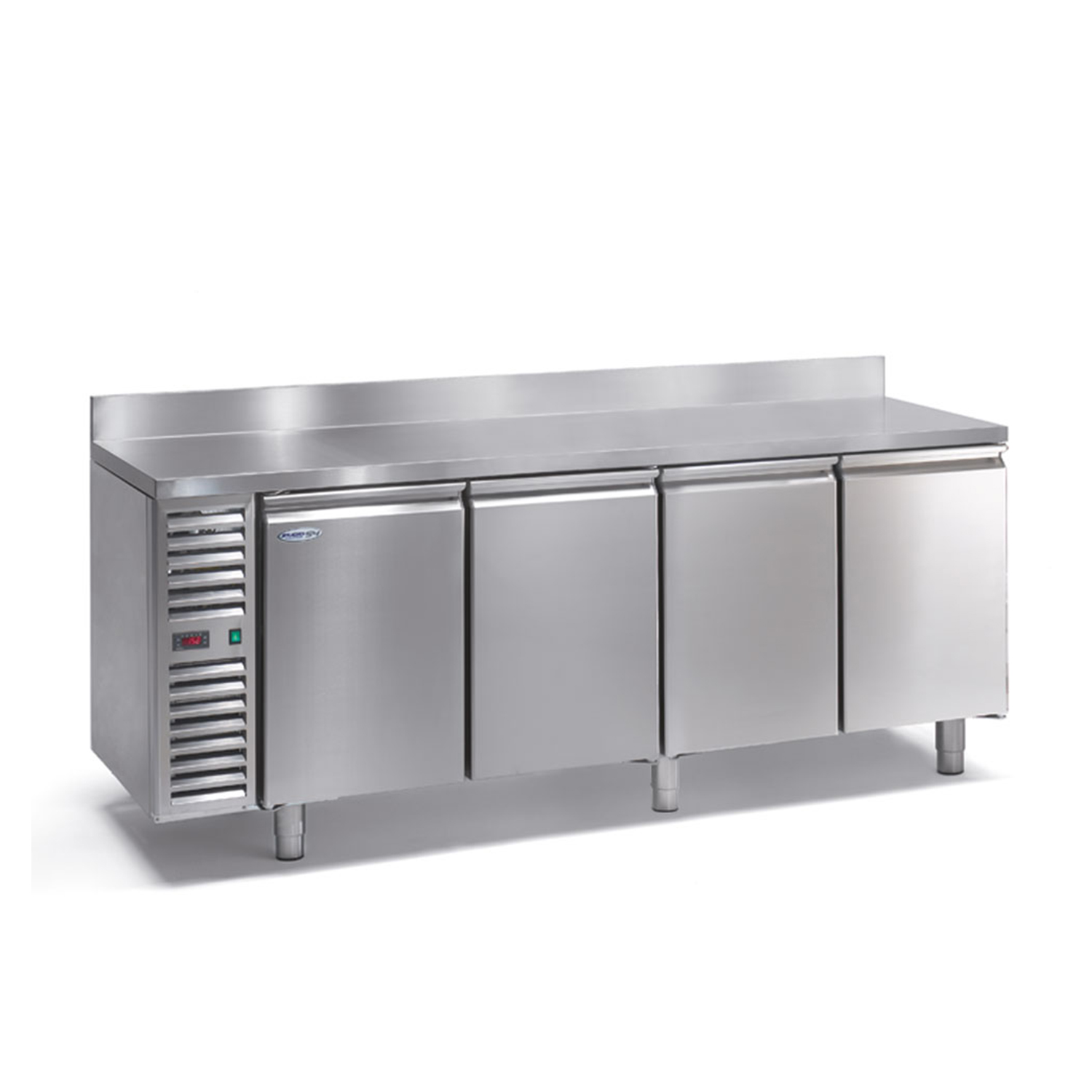 Kühltisch DAIQUIRI SMART Basic Line, B 2060  x T 600 x H 850+100 mm, 4 Kühlfächer, Arbeitsplatte mit Aufkantung